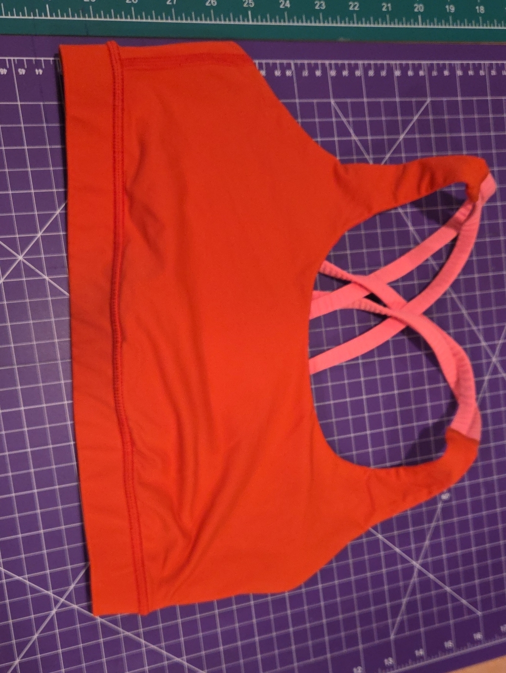 Lululemon Energy Women’s Orange Sportsbra with Pink Straps